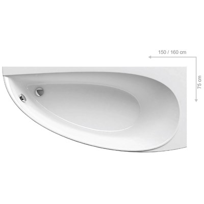Акриловая ванна Avocado Ravak 150 x 75 Правая (CS01000000) CS01000000 - фото 216786