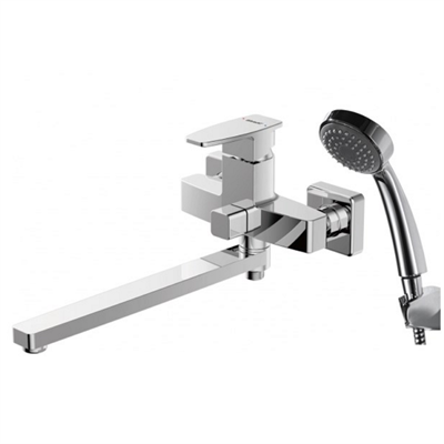 Смеситель для ванны c длинным изливом с аксессуарами Bravat Riffle  (F672106C-LB) F672106C-LB - фото 249387