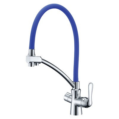 Смеситель Lemark Comfort LM3070C-Blue для кухонной мойки, с подключением к фильтру, хром/синий LM3070C-Blue - фото 260660