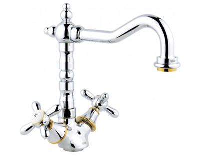 Смеситель для кухонной мойки Timo Ritz (0143FK chrome+gold) 0143FK chrome-gold - фото 261896