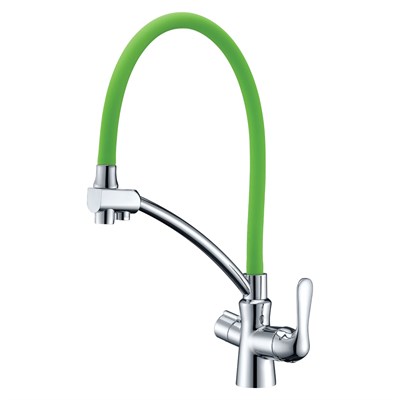 Смеситель Lemark Comfort LM3070C-Green для кухонной мойки, с подключением к фильтру, хром/зеленый LM3070C-Green - фото 272785