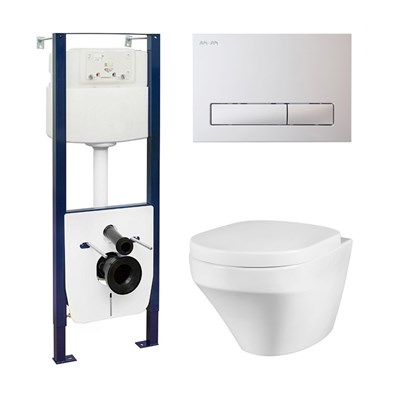 Комплект унитаза Am.Pm Inspire C501700SC с инсталляцией I012702 и клавишей I014101 с сиденьем Микролифт и Белой клавишей смыва  (I012702/I014101/C501700SC) I012702/I014101/C501700SC - фото 323491