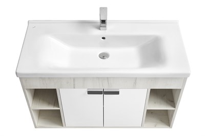 Тумба под раковину Aquaton Флай 100 белый, дуб крафт  (1A237501FAX10) 1A237501FAX10 - фото 341914
