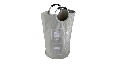 Корзина для белья FIXSEN LOFT STYLE с алюминиевыми ручками серая  (FX-1011) FX-1011 - фото 347744