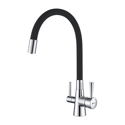 Смеситель Lemark Comfort LM3075C для кухонной мойки, с подключением к фильтру питьевой воды, хром/черный LM3075C - фото 364964