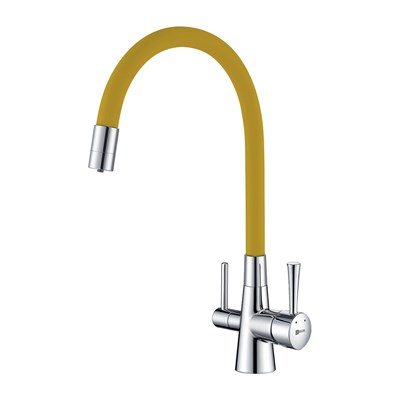 Смеситель Lemark Comfort LM3075C-Yellow для кухонной мойки, с подключением к фильтру питьевой воды, хром/желтый LM3075C-Yellow - фото 364971