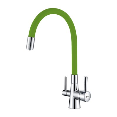 Смеситель Lemark Comfort LM3075C-Green для кухонной мойки, с подключением к фильтру питьевой воды, хром/зеленый LM3075C-Green - фото 364980