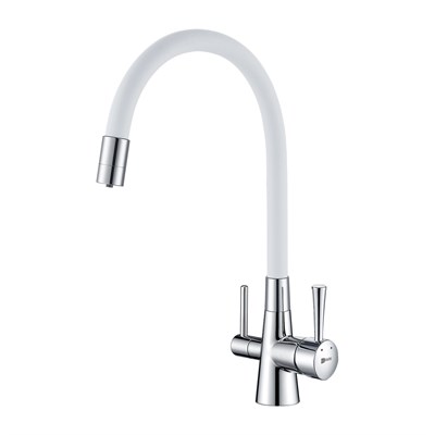 Смеситель Lemark Comfort LM3075C-White для кухонной мойки, с подключением к фильтру питьевой воды, хром/белый LM3075C-White - фото 364982
