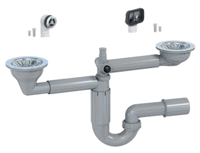 Сифон для мойки PREVEX P-loc двойной (PL2-D9C45-SANT-01) PL2-D9C45-SANT-01 - фото 371771