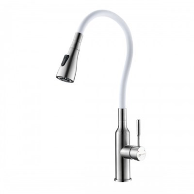 Смеситель Lemark Expert LM5082S-White для кухни с гибким изливом, хром/белый LM5082S-White - фото 383607
