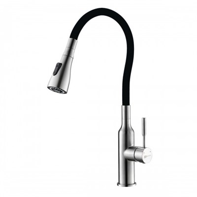 Смеситель Lemark Expert LM5082S-Black для кухни с гибким изливом, хром/черный LM5082S-Black - фото 383617