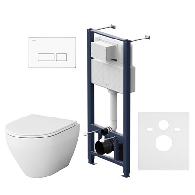 Комплект унитаза с инсталляцией AM.PM Spirit V2.0 FlashClean IS47001.701700 с сиденьем Микролифт и Белой клавишей смыва IS47001.701700 - фото 384273