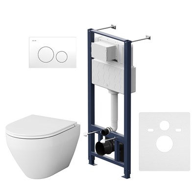 Комплект унитаза с инсталляцией AM.PM Spirit V2.0 FlashClean IS49001.701700 с сиденьем Микролифт и Белой клавишей смыва IS49001.701700 - фото 384335