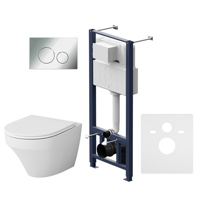 Комплект унитаза с инсталляцией AM.PM Inspire FlashClean IS49051.501700 с сиденьем Микролифт и клавишей смыва Хром IS49051.501700 - фото 384521