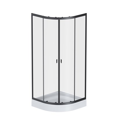 Душевой уголок AM.PM X-Joy Twin Slide 80x80 W88E-205-080BT с поддоном профиль Черный стекло прозрачное W88E-205-080BT - фото 384712