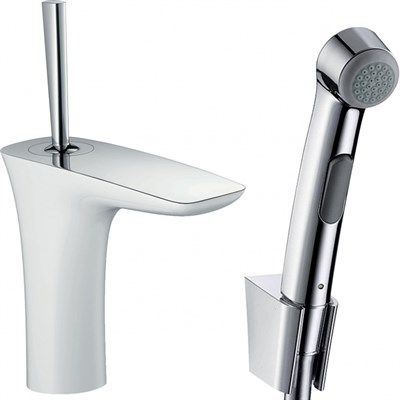 Смеситель для раковины Hansgrohe PuraVida 15275400 с гигиеническим душем Хром Белый 15275400 - фото 389262