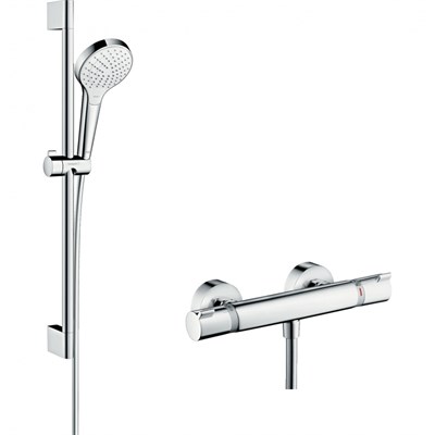 Комплект смесителя для душа Hansgrohe Ecostat Comfort 13116000 с термостатом и душевым гарнитуром Hansgrohe Croma Select S Vario 27013400 Хром 27013400 - фото 390973