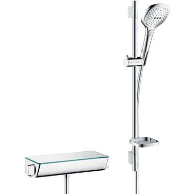 Комплект смесителя для душа Hansgrohe Ecostat Select 27038400 с термостатом и душевым гарнитуром Hansgrohe Raindance Select E Хром Белый - фото 390985