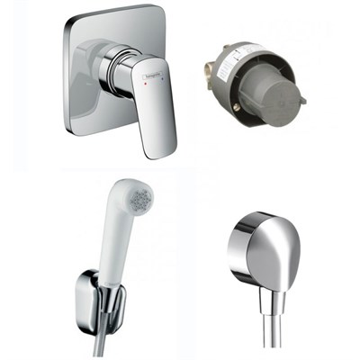 Гигиенический душ со смесителем Hansgrohe Logis SET 4-in-1 Хром 71604000+13620180+32127000+27454000 - фото 394366