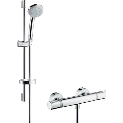 Комплект смесителя для душа Hansgrohe Ecostat Comfort 13116000 с термостатом и душевым гарнитуром Hansgrohe Croma 100 27032000 Хром - фото 394768