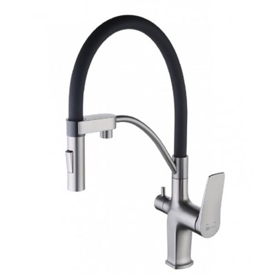Смеситель Lemark Bronx LM3761GM для кухонной мойки, графит LM3761GM - фото 419176