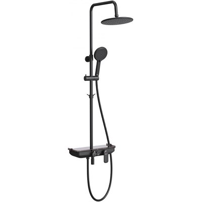 Смеситель Lemark Tropic LM7012BL для ванны и душа, с верхней душ.лейкой тропический дождь черный LM7012BL - фото 438103