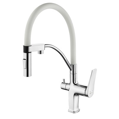 Смеситель Lemark Comfort LM3074C-White, для кухни с подключением к фильтру с питьевой водой, хром/белый LM3074C-White - фото 441000