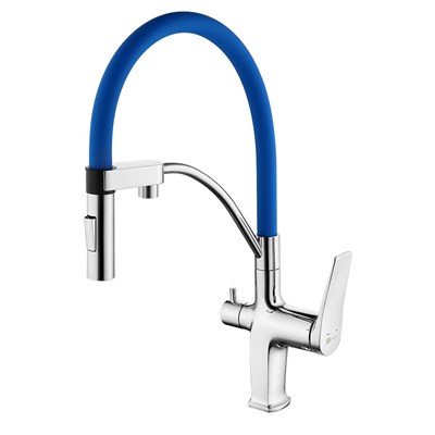 Смеситель Lemark Comfort LM3074C-Blue, для кухни с подключением к фильтру с питьевой водой, хром/синий LM3074C-Blue - фото 441002