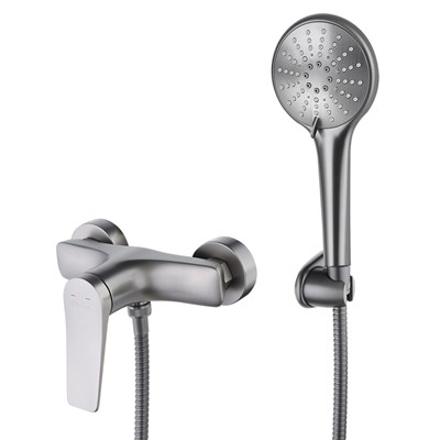 Смеситель Lemark Bronx LM3703GM для душа с душевым гарнитуром, графит LM3703GM - фото 441017