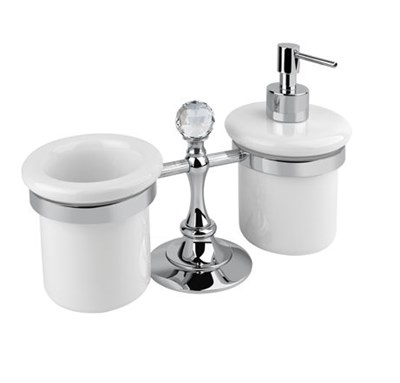 Стакан и дозатор настольные Cezares Olimp TDT-03/24-Sw цвет золото, ручки Swarovski OLIMP-TDT-03/24-Sw - фото 457070