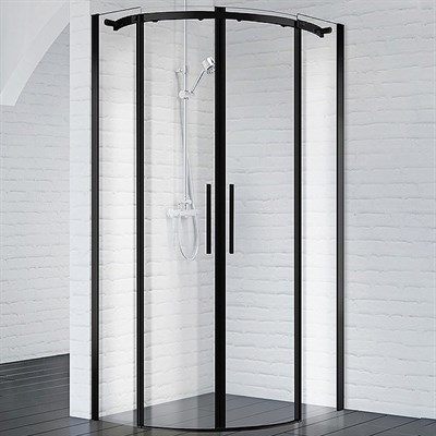 Душевой уголок BelBagno Acqua 100x100 ACQUA-R-2-100-C-NERO профиль Черный стекло прозрачное - фото 471099