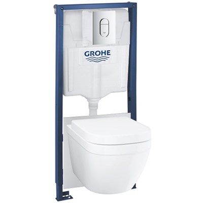 Комплект унитаза Grohe Euro Ceramic Solido 39536000 с инсталляцией с сиденьем Микролифт с клавишей Хром gr_39536000 - фото 485789