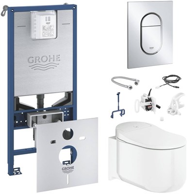 Комплект унитаза-биде с инсталляцией Grohe Sensia Arena 120172 с сиденьем Микролифт и клавишей смыва Хром gr_120172 - фото 487722
