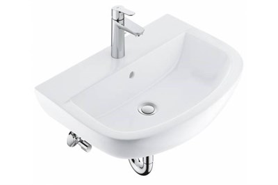 Набор Grohe Bau Ceramic 39643000: раковина подвесная 55 см Grohe BauEdge 39440000, cмеситель однорычажный Grohe 23759000, угловые вентили 22039000, cифон 28947000 - фото 487919