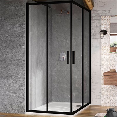 Душевой уголок Ravak Blix BLSRV2-80 80x80 X1LM40300Z1 профиль Черный стекло Transparent X1LM40300Z1 - фото 488422
