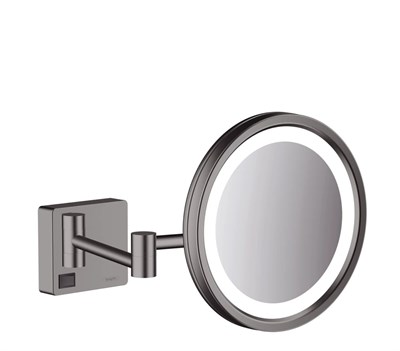 Зеркало косметическое для бритья Hansgrohe AddStoris 41790340 с LED-подсветкой, шлифованный черный/хром 41790340 - фото 501221