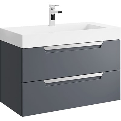 Подвесная тумба под умывальник AQWELLA Cube , 89,8см  (CUB0109GR) (Код товара: 986089) CUB0109GR - фото 515553