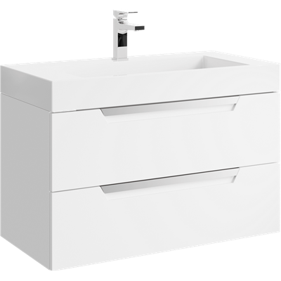 Подвесная тумба под умывальник AQWELLA Cube , 89,8см  (CUB0109W) (Код товара: 986090) CUB0109W - фото 516311