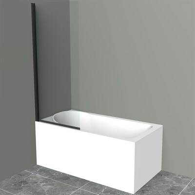 Шторка на ванну BelBagno Uno 90 UNO-V-1-90/150-C-NERO профиль Черный матовый стекло прозрачное UNO-V-1-90/150-C-NERO - фото 517288