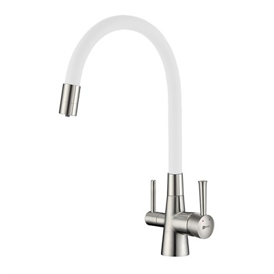 Смеситель Lemark Comfort LM3075BN-White, для кухни с подключением к фильтру с питьевой водой, никель LM3075BN-White - фото 537302