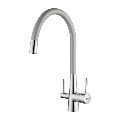 Смеситель для кухонной мойки Lemark Comfort LM3075C-Silver, подключение к фильтру с питьевой водой, с гибким изливом, хром/серебристый LM3075C-Silver - фото 537925