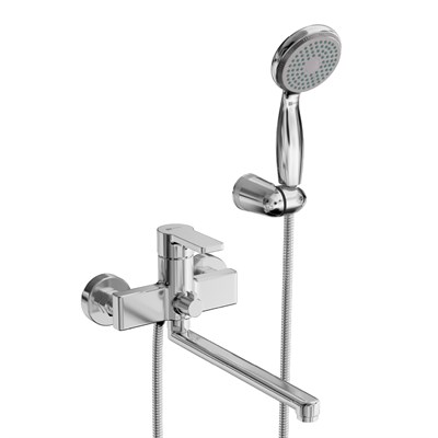 Смеситель Lemark Aura LM0651CH, для ванны и душа, с душевым гарнитуром, хром LM0651CH - фото 538026