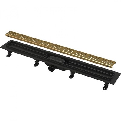 Водоотводящий желоб ALCAPLAST с порогами для перфорированной решетки APZ10BLACK-750BRASS APZ10BLACK-750BRASS - фото 547182
