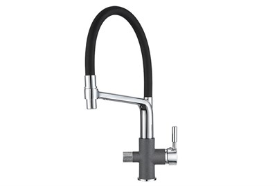 Смеситель Granula GR-0075 0075bg, для кухонной мойки, с подключением к фильтру, гибким изливом, графит 0075, ГРАФИТ - фото 553701