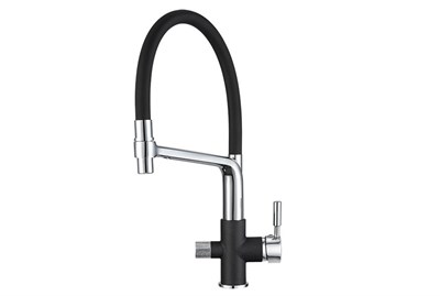 Смеситель Granula GR-0075 0075bl, для кухонной мойки, с подключением к фильтру, гибким изливом, черный 0075, ЧЁРНЫЙ - фото 553704