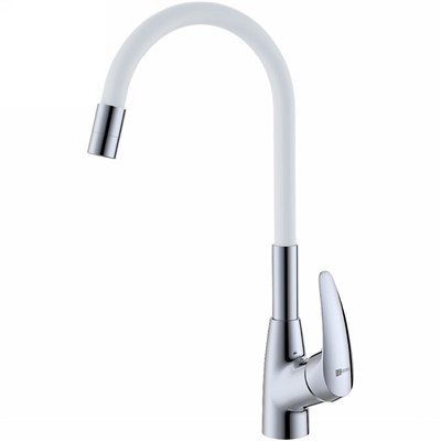 Смеситель Lemark Linara LM0415C-White для кухонной мойки, с гибким изливом, хром/белый LM0415C-White - фото 560291