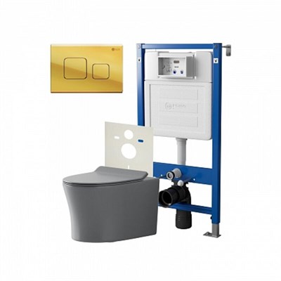 Комплект инсталляция Point Элемент PN45120 с унитазом Point Вега PN41711GM, сиденье микролифт, клавиша Point Афина PN44041G, цвет золото, PN48168G PN48168G - фото 563914