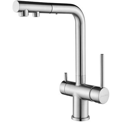 Смеситель Paulmark Serpentine Se213222-NI для кухонной мойки с подключением к фильтру питьевой воды, никель Se213222-NI