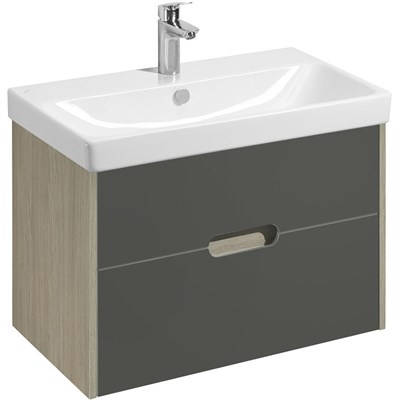 Тумба с раковиной Aquaton Оливия 80 1A2831K0OLUG0 подвесная Грей Дуб Ойстер 1A2831K0OLUG0