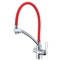 Смеситель Lemark Comfort LM3070C-Red для кухонной мойки, с подключением к фильтру, хром/красный LM3070C-Red